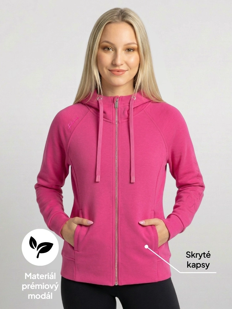 Modal přiléhavá mikina s kapucí activa Hot Pink