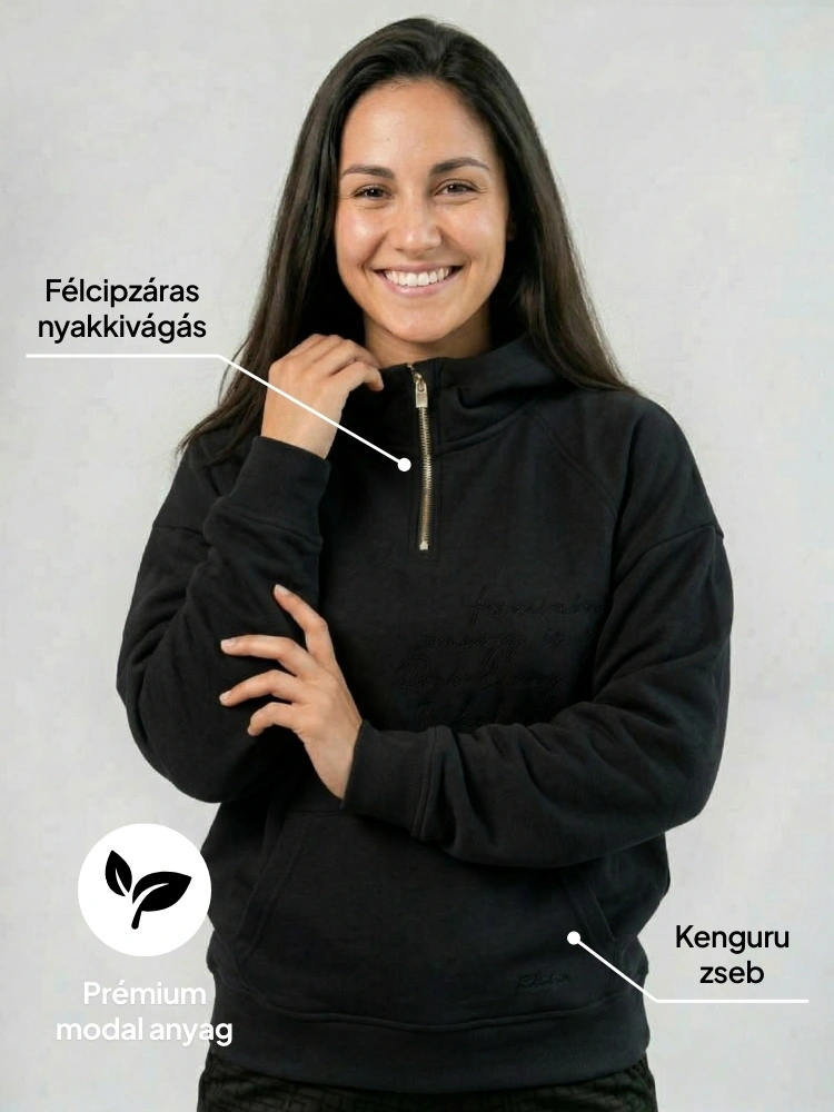 Modal félcipzáras kapucnis pulóver Anya Etna