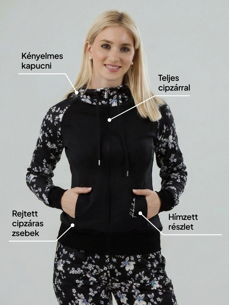 Cipzáras kapucnis pulóver Midnight